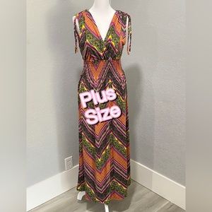 2/$30 🟣 New NWT Orange Plus Size 1x 2x 3x maxi dress summer v neck classic